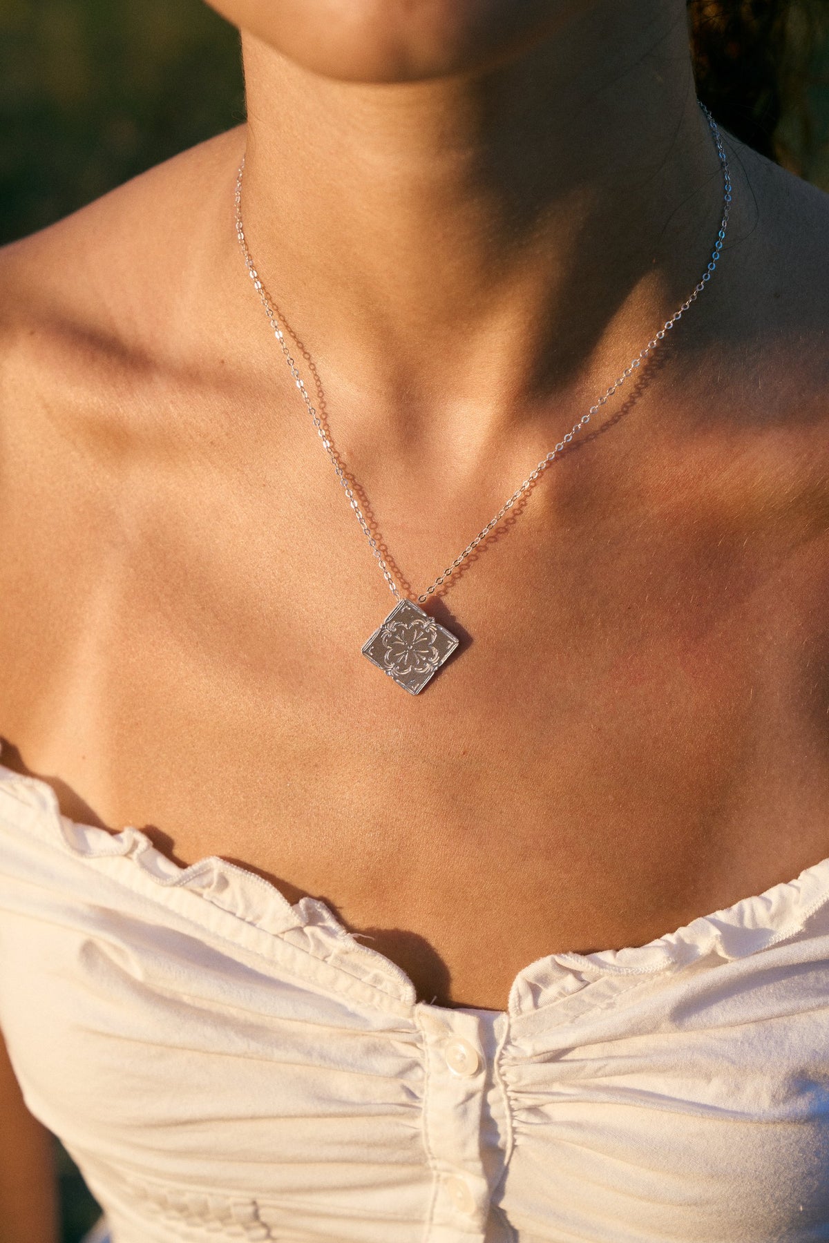 שרשרת אריח בכסף, עבודת יד – Shira Studio
