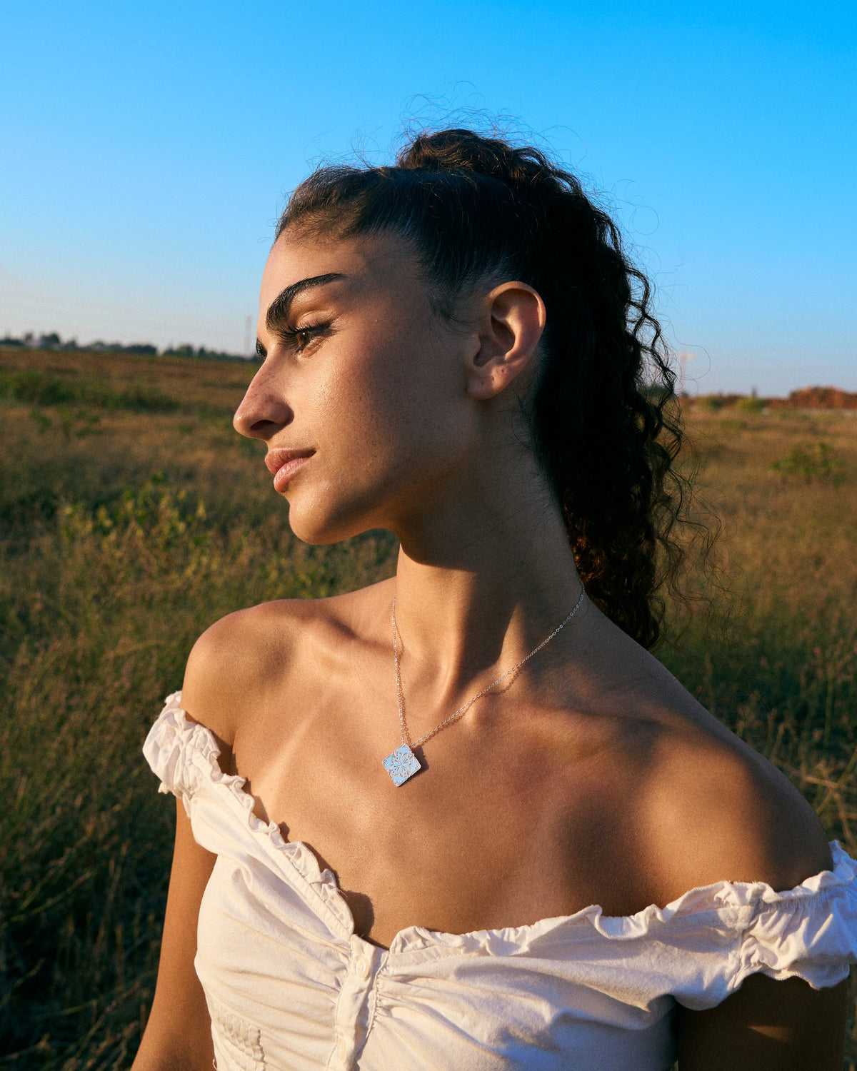 שרשרת אריח בכסף, עבודת יד – Shira Studio